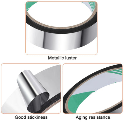 Zonon 3 Sizes Laser Silver Self Adhesive Polyester Film Tape Washi Tape for Car Furniture Graphic Arts Walls Decor, 55 yds(5/15/25mm)