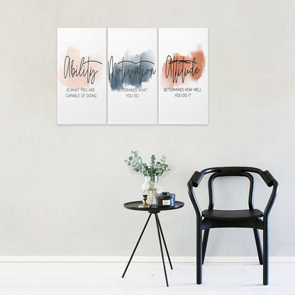 3 Piece Inspirational Canvas Wall Art, Quotes Motivational Mindset Print Pictures for Office Wall Decor, Triptych Entrepreneur Poster Framed Artwork for Women Men Home Decor Ready to Hang (36"Wx18" H)