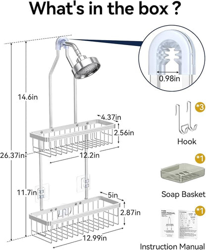 YASONIC Shower Caddy Hanging, Never Rust Shower Organizer Hanging, Aluminum