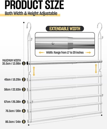 Hanging Closet Rod Stainless Steel, 1 Pack Adjustable Height & Width Closet Rod