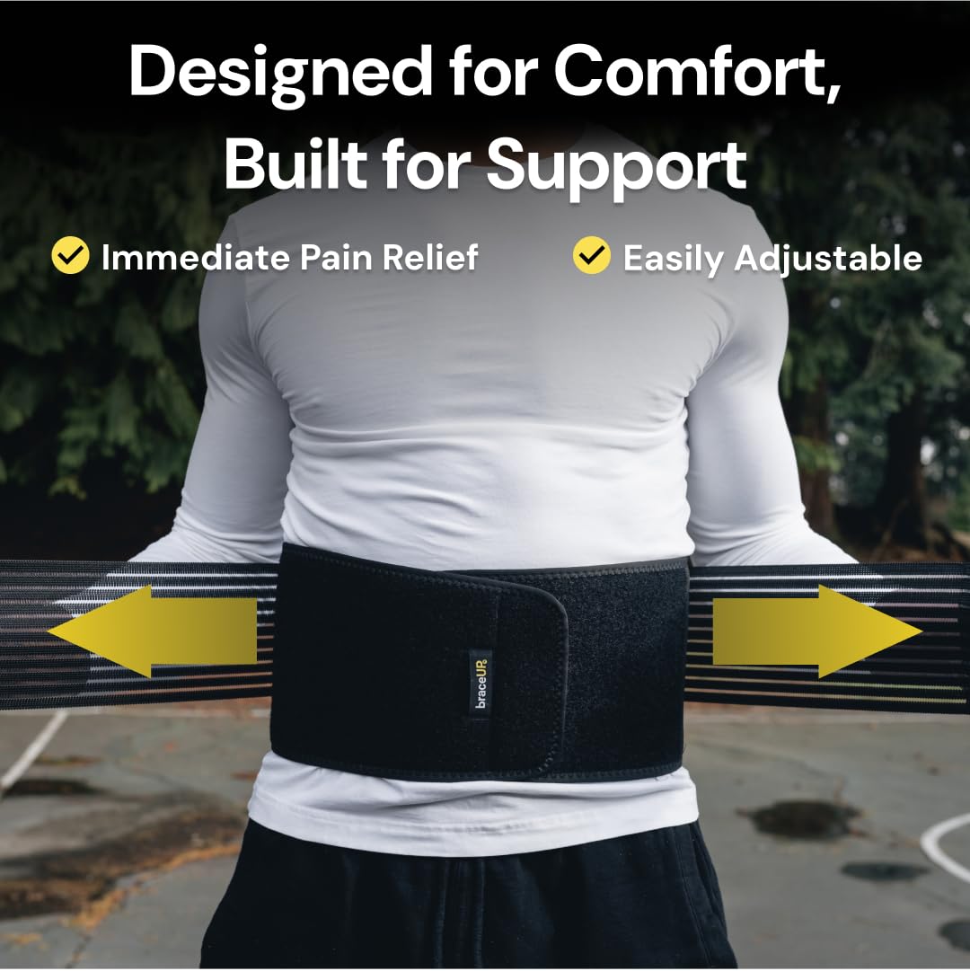 BraceUP Back Brace for Men and Women Lower Back - Breathable Waist Lumbar Support Belt for Sciatica, Herniated Disc, Scoliosis Back Pain Relief, with Dual Adjustable Straps (L/XL 35-43 In)