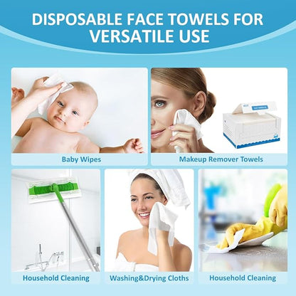 HOMEXCEL Face Towels 50 Count, Disposable Makeup Remover Wipes, Super Soft
