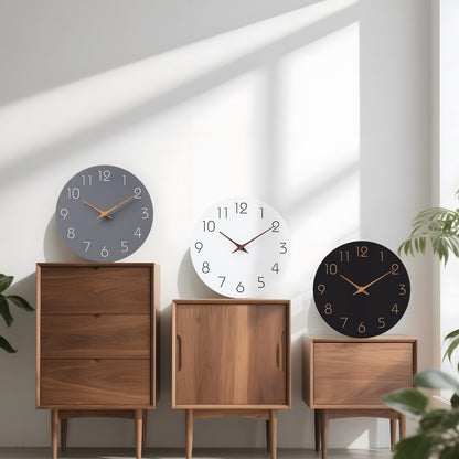 Mosewa Wall Clock 14 Inch White Silent Non Ticking Battery Operated Simple Minimalist Wooden Clock Decorative for Kitchen Bathroom Home Bedroom Living Room Office