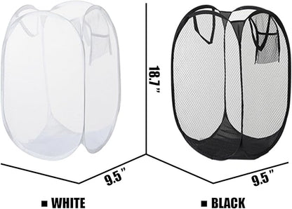 2pcs Pop Up Mesh Laundry Hamper Room Collapsible Storage Bin Lightweight Basket