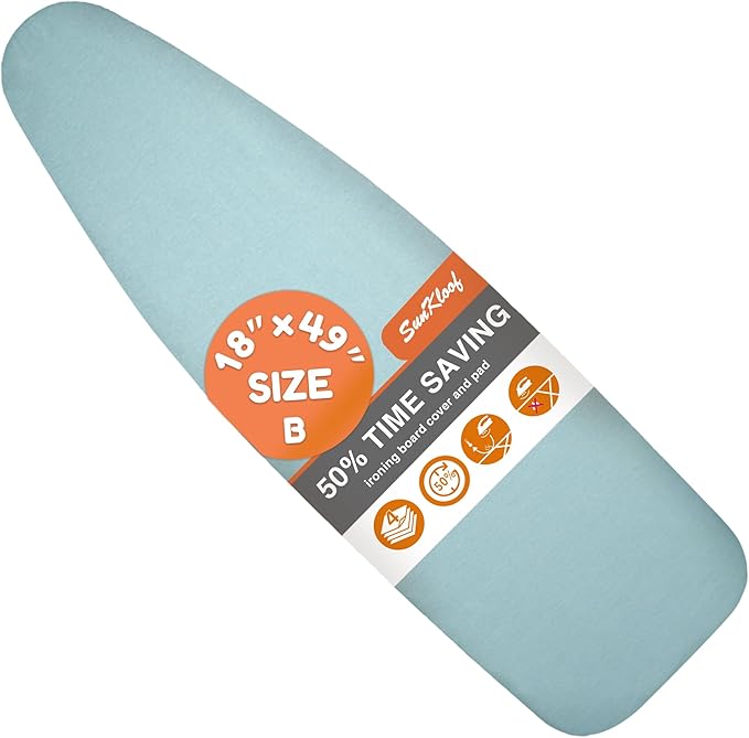 Ironing Board Cover and Pad 18x49， Extra Wide Thick Iron Padding, Scorch and