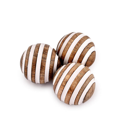NIRMAN Decorative Balls Mango Wood for Centerpiece or Individual Use Ideal for Use in Living, Dining Room, Coffee Table (3" x 3" x 3"), (Set of 3)