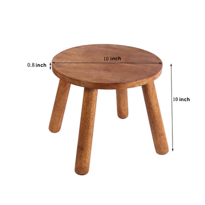 zaowofires Round Solid Wooden Step Stool, Garden Stool,10''H,Plant Stool,Wood Legs Detachable for Plant Stand, Kitchen, Bathroom,Bedroom,Livingroom (Walnut, 10inch)