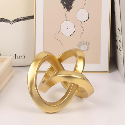 Knot Geometric Sculpture Decor,Mid Century Modern Abstract Figurines,Home Decor Statue,Bookcase Decor,Decorative Accents for Living Room, Coffee Table, Office Desktop, Shelf (Gold)