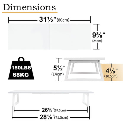 TEAMIX White Dual Monitor Riser - 31.5 inch Wide TV Stand for 2 Monitors - Wood & Steel Desktop Riser for Dual Screen Office Desk Organization