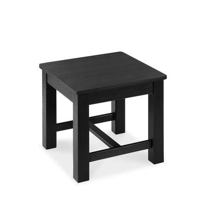 VICTORY RELAX 12 Inch Wooden Black Step Stool, Small Nature Beach Chair Under Desk, Indoor Acacia Wood Short Footstool for Living Room, Kitchen, Bathroom