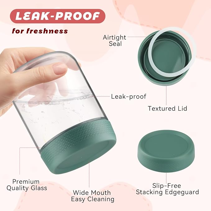 Wresty Empty Clear Glass jars with Airtight Lids Overnight Oats Containers Glass Food Storage Containers Glass Mason Jars For Yogurt Snacks Spice Sugar Jam And More (4 Pcs Mixcolor, 500ml/16.7oz)