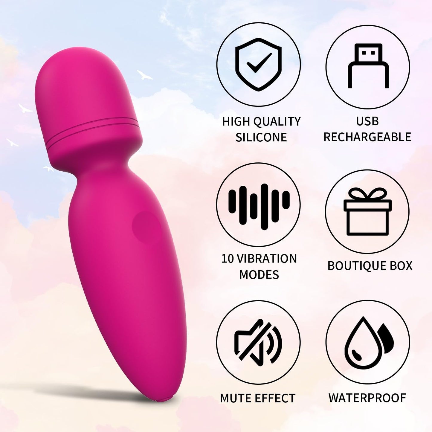 Fuwyiy Mini Manual Back Massagers,Gifts for Women Small Cordless Handheld Massager with 10 Modes, Personal Handheld Massager for Neck Shoulder Back Body（RED）