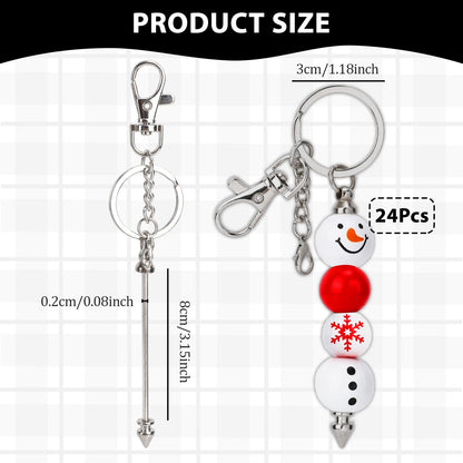 Sploziia 24Pcs Beadable Keychain Bars Bead Keychain Making Kit Gold Beadable Keychains Beaded Items DIY Pendant Metal Blank Key Chain Accessories Bulk for DIY Crafts Jewelry Making Gift
