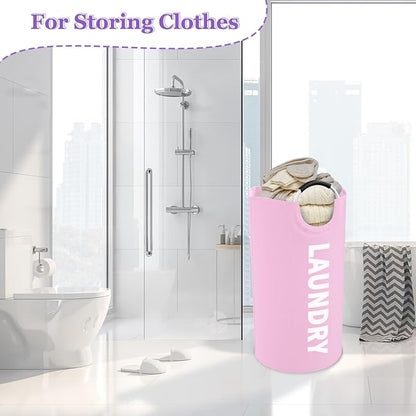 2Pcs Foldable Pink Laundry Basket
