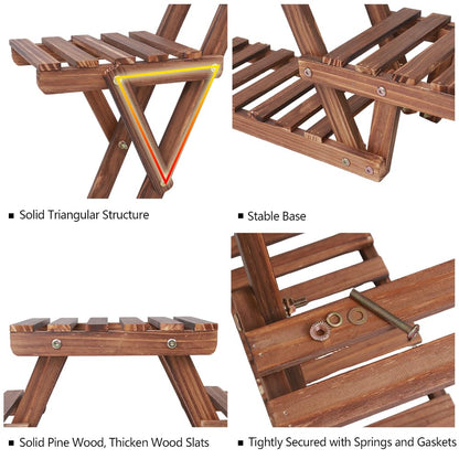 Ufine Wood Plant Stand Triangular Plant Shelf Multi Tier Flower Display Holder Storage Rack 6 Pots for Indoor Outdoor Living Room Balcony Patio