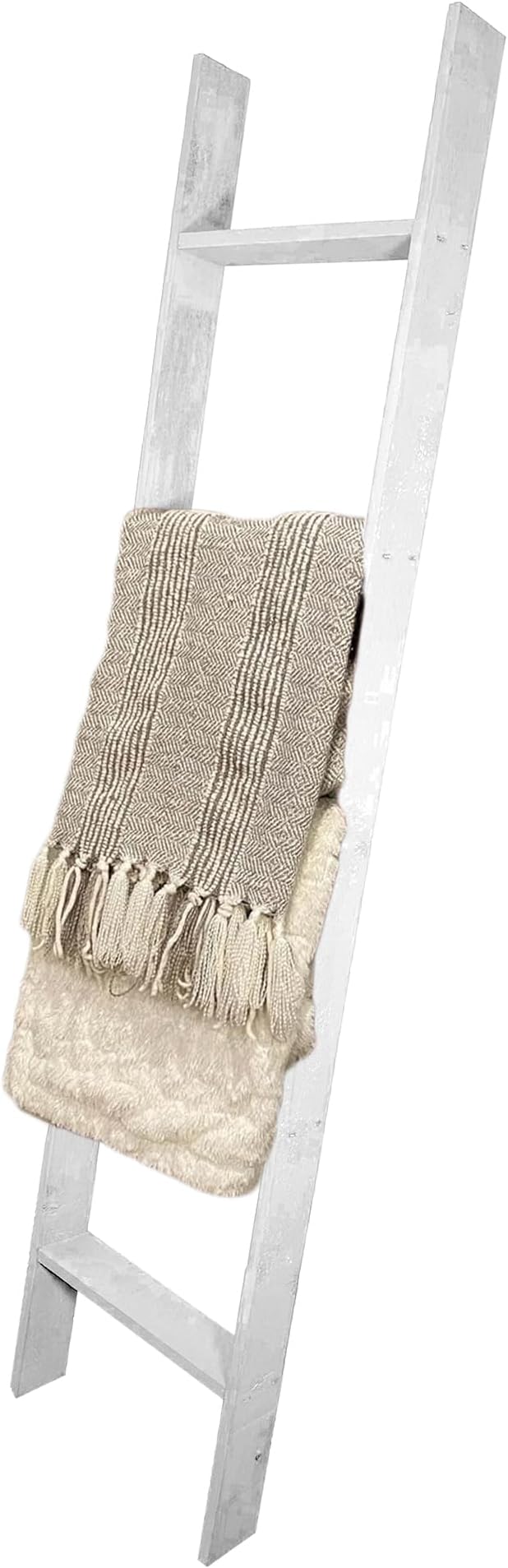 BARNWOODUSA Throw Blanket Ladder – Fully Assembled Reclaimed Wood – Rustic Decorative Ladder for Towels, Quilts, & More – Perfect Farmhouse Decor for Bathroom, Porch, or Living Room,5ft.