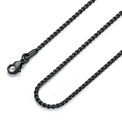FOSIR Mens Womens 2mm Stainless Steel Black Rolo Cable Chain Necklace (20 Inch)