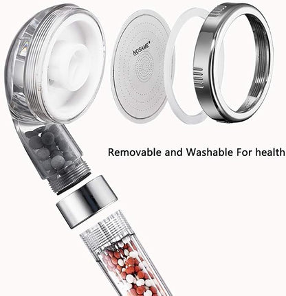 Nosame® Shower Head with Hose, Filter Filtration High Pressure Water Saving 3 Mode Function Spray Handheld Showerheads for Dry Skin & Hair