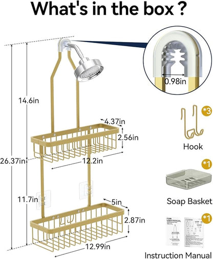 YASONIC Shower Caddy Hanging, Never Rust Shower Organizer Hanging, Aluminum