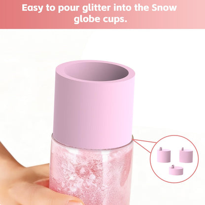 3 Pack Snow Globe Tumbler Funnels, Large & Small Glitter Funnel for DIY Snow Globe Tumblers, No-Mess(Pink)