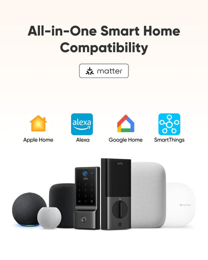 eufy Security Smart Lock E31, Fingerprint Keyless Entry Door Lock for Front Door, Built-in WiFi Deadbolt, App Control, Supports Matter, Apple Home, Alexa, Google, 10000mAh Battery, Auto Lock