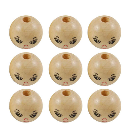 Healifty 100Pcs 14Mm Wooden Face Beads Natural Smooth Round DIY Craft Accessories for Jewelry Making and Creative Kids Projects