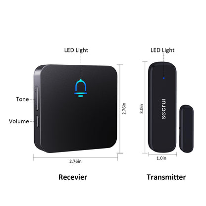 SECRUI Wireless Door Chimes When Entry for Business/Home/Office/Store (500ft Range 32 Chimes Adjustable Volume) Door Open Ringer Alert Buzzer Alarm - 1 sensors