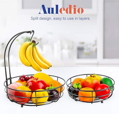 Auledio Iron 2-Tier Countertop Fruit Vegetables Basket Bowl Storage