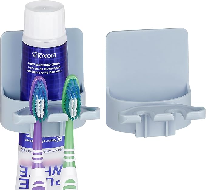 2 PCS Self-Adhesive Toothbrush Holders Wall Mounted, Water Proof Toothbrush Hook