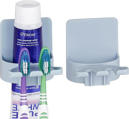 2 PCS Self-Adhesive Toothbrush Holders Wall Mounted, Water Proof Toothbrush Hook
