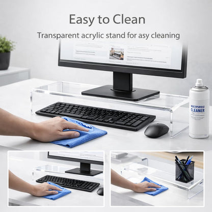 Japard Acrylic Monitor Stand, Premium Large Monitor Riser 20 inch, Crystal Clear Acrylic Computer Stand Laptop Desk Stand for Home Office Printer TV Screen Keyboard Storage