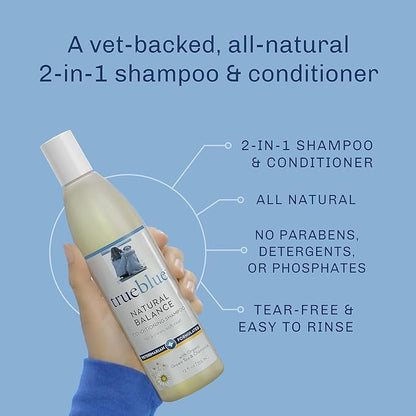 TrueBlue Natural Balance Conditioning Dog Shampoo with Green Tea & Chamomile - Cleansing Wash, Deodorizing, Moisturizing – Toxin Free, Natural Botanical Blend – Tearless Cleaner – 12 Fl. Oz.