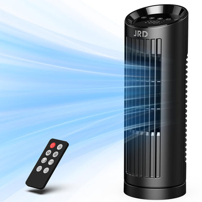 JRD 13'' Tower Fan for Bedroom, Quiet Cooling Desk Fan with Remote, 80° Oscillating, 3 Speed, 4 Mode, 12h Timer, Digital Touch Screen, Portable, Safe Bladeless Table Fan for Home Desktop Office