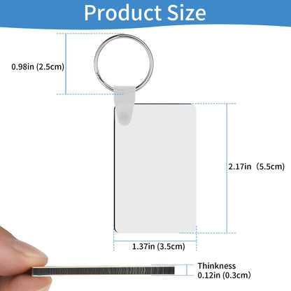 Merkisa 150 Pcs Sublimation Keychain Blanks – Double-Sided Heat Transfer Blanks 50 Set with Rings & Clips, Clear Film– DIY Bulk Blank Keychains for Crafts, Personalized Gifts (Rectangle)