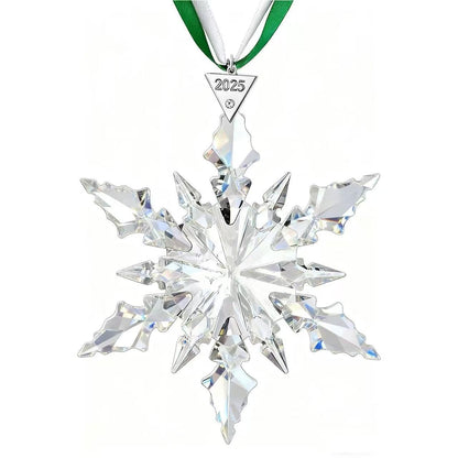 2025 Annual Christmas Ornaments Crystal Snowflake Star - Christmas Tree Ornaments Pendant Crystal Sun Catcher Home Hanging Decor (White 2025)
