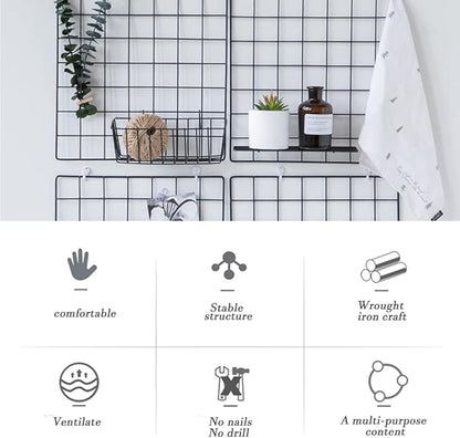 3 Pack Grid Panel Hanging Wire Basket, Storage and Display Basket