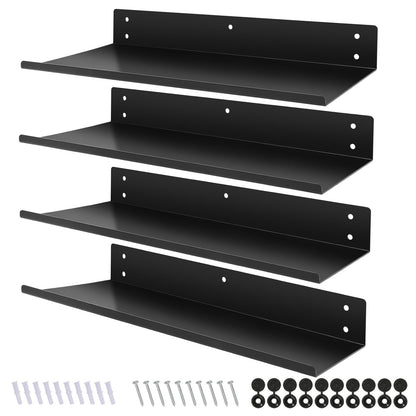 Daanxw Heavy Duty Pegboard Steel Shelves,Can Be Used for Walls or Pegboards,Floating Steel Shelves for Wall,Pegboard Shelf,Suitable for Bathroom,Bedroom,Kitchen and Garage,16 x 7 inch(4 Packs Black)