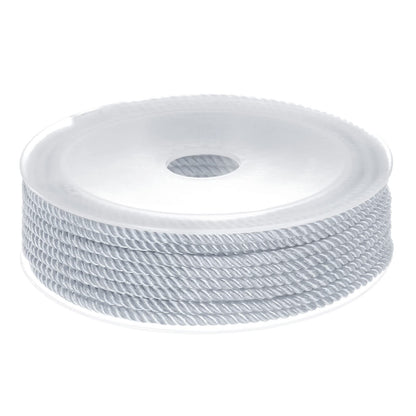 HARFINGTON Twisted Nylon Twine Thread Beading Cord 3mm 7M/23 Feet Extra-Strong Braided Nylon String for Crafting Bracelets Jewelry Making, Light Grey
