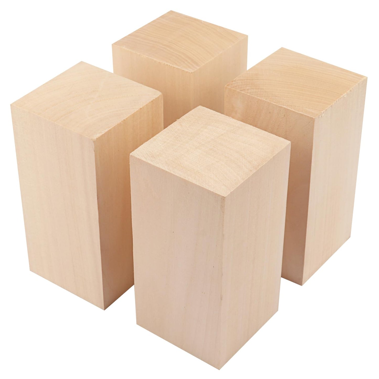 4 Pack Basswood Carving Blocks, 6x3x3 Inches Basswood Blocks for Beginner to Advanced Carvers, Ideal for DIY Projects and Gifts, Soft and Smooth, Easy Whittling and Carving,by GNIEMCKIN