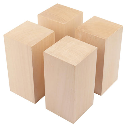 4 Pack Basswood Carving Blocks, 6x3x3 Inches Basswood Blocks for Beginner to Advanced Carvers, Ideal for DIY Projects and Gifts, Soft and Smooth, Easy Whittling and Carving,by GNIEMCKIN