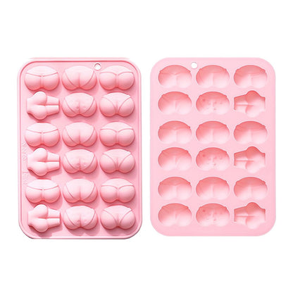 2 Pcs BUTT Funny Shape Silicone Mold for Birthday Single Party Baking Pan Handmade DIY Mousse Chocolate Fondant Soap Cake Ice Cube Mould Tool Novelty Cake Pans Set Kit Y1