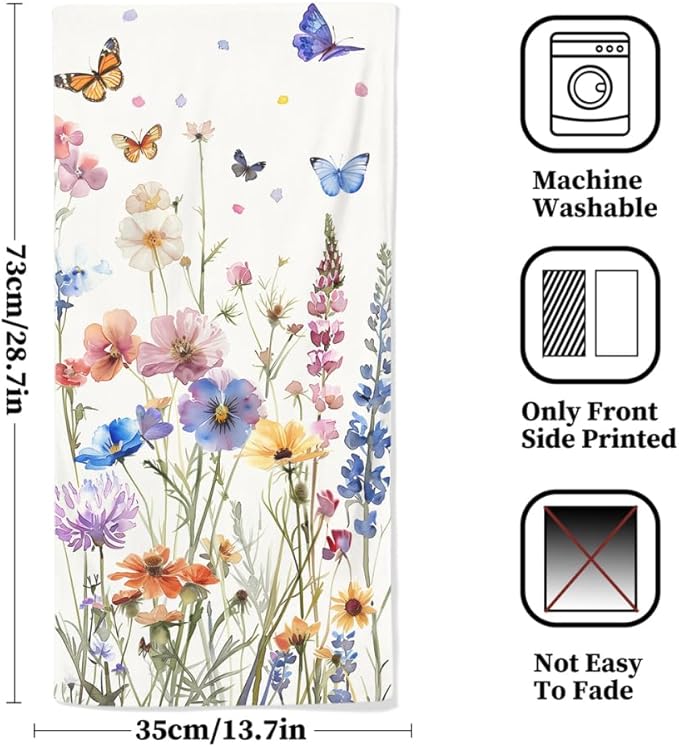 Watercolor Wildflower Floral Hand Towels