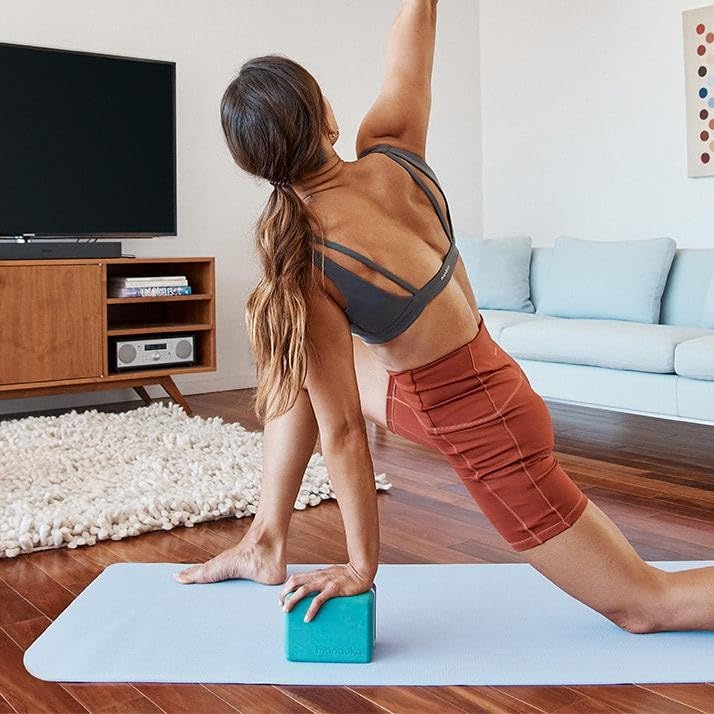 Manduka Foam Yoga Block - Recycled EVA Foam Block with Ergonomic Support, Yoga Equipment, Home Gym Accessory, & Pilates Tool, Lightweight for Travel, High Density, Comfortable Edges