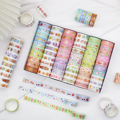 MAFELOE 2 Meters Long 60 Rolls Washi Tape Set, Decorative Adhesive Supplies for Scrapbook, Arts & Crafts-Cute Suit (White Box)