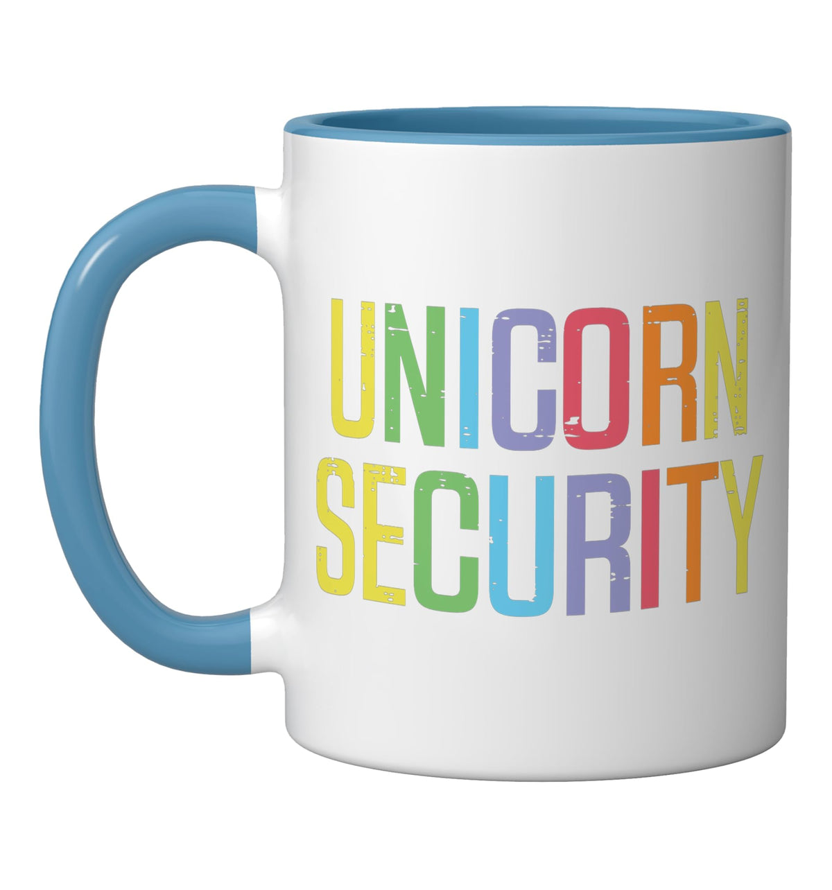 Halloween Unicorn Security Funny Costume Dad Men Boys Kids Ceramic Mug, Blue/White