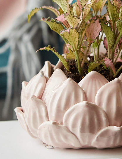 SEINHIJO Indoor Planter Ceramic Succulent Cactus Pot Flower Gift Modern Decor Art for Living Room Office Home Pink 7.1inch