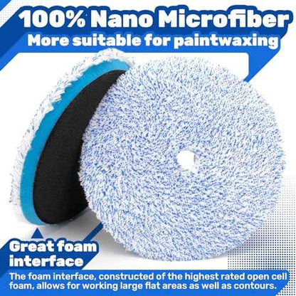 Microfiber Polishing Pad, 3Pcs 5Inch 125mm Microfiber Cutting Finishing Disc with Hook & Loop Backing for Car Buffer Polisher Cutting Buffing Waxing and Polishing