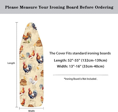 Rooster Ironing Board Cover Durable Thick Table Top Ironing Board Cover