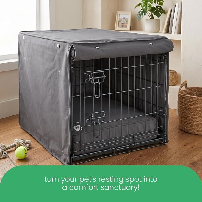 Molly Mutt I'm a Realist Dog Crate Cover, 100% Cotton Canvas Cover with 2 Roll-Up Panels, Ideal for Dog or Cat Crate, Durable, Washable, and Free of Harmful Chemicals, 42" x 28" x 31"
