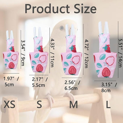 4pcs Bird Diaper Parrot Flight Suit with Waterproof Inner Layer Pigeon Pants Parrot Nappy Reusable Cockatiel Clothes Adjustable for Parakeet Mini Macaw Budgie Canary - color2 XS